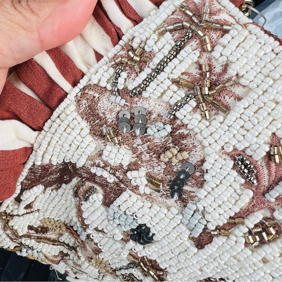 Anthropologie Anna Harlow Russo Beaded Monogram “N” Clutch Crossbody Chain Strap - Picture 6 of 8